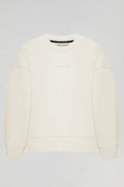 Sudadera básica beige de cuello redondo Minimal Polo Club