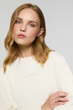 Sudadera básica beige de cuello redondo Minimal Polo Club
