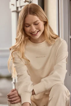 Sudadera básica beige de cuello redondo Minimal Polo Club