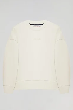 Sudadera básica beige de cuello redondo Minimal Polo Club