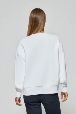 Sudadera básica de cuello redondo blanca con logo frontral Polo Club engomado