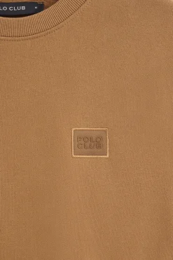 Sudadera camel de corte relajado con logo Polo Club