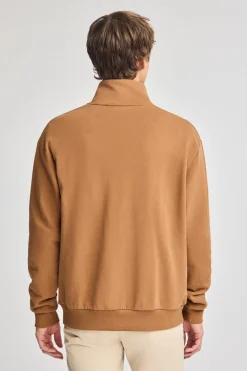 Sudadera camel relax de media cremallera con detalle Polo Club