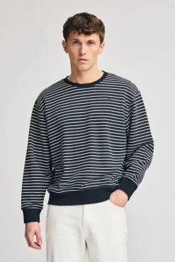 Sudadera Captain azul marino de rayas con monograma bordado
