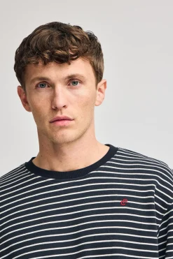 Sudadera Captain azul marino de rayas con monograma bordado