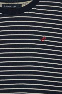 Sudadera Captain azul marino de rayas con monograma bordado