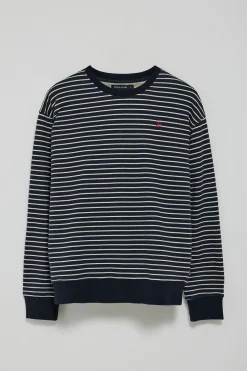 Sudadera Captain azul marino de rayas con monograma bordado