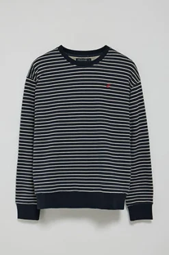 Sudadera Captain azul marino de rayas con monograma bordado