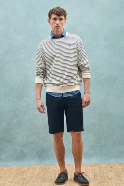 Sudadera Captain color crudo de rayas con monograma bordado