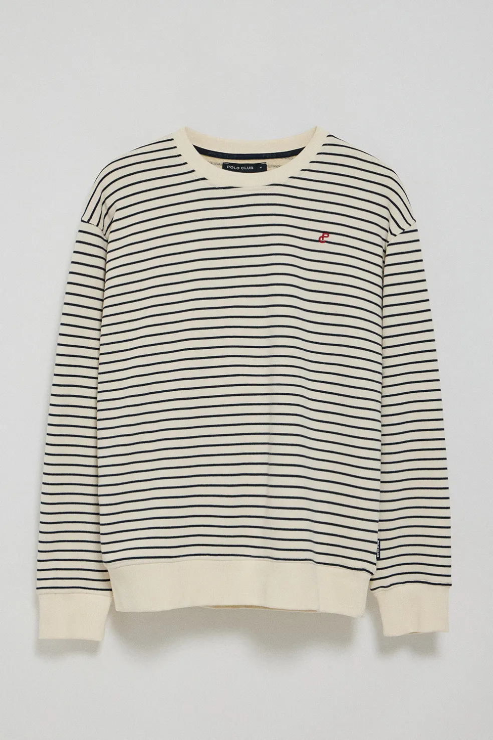 Sudadera Captain color crudo de rayas con monograma bordado