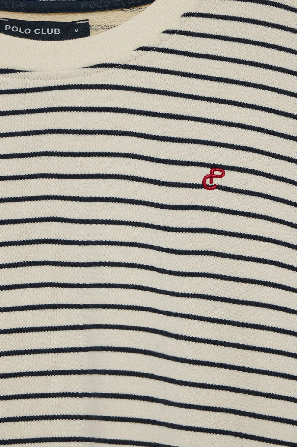 Sudadera Captain color crudo de rayas con monograma bordado