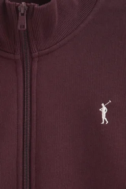 Sudadera color borgoña de cuello alto y cremallera completa con logo Rigby Go