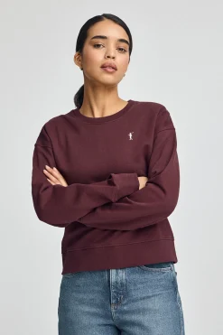 Sudadera color borgoña de corte boxy con logo Rigby Go