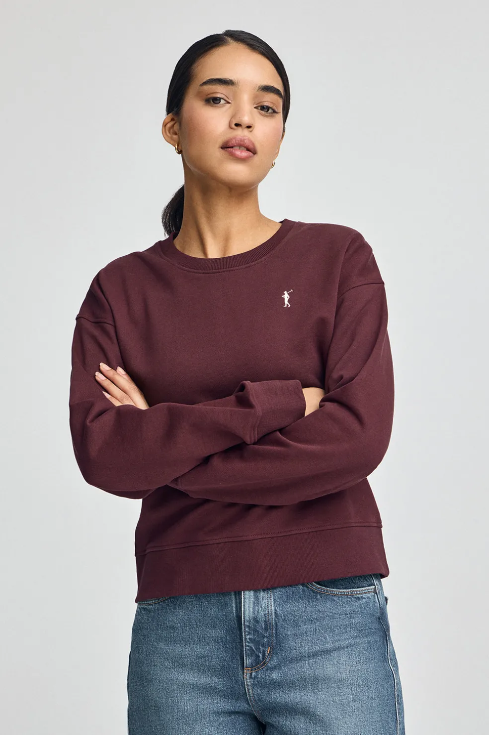 Sudadera color borgoña de corte boxy con logo Rigby Go