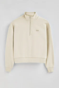 Sudadera color crudo boxy fit con logo engomado Polo club