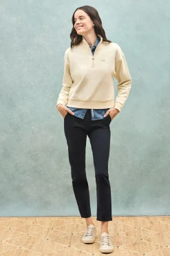 Sudadera color crudo boxy fit con logo engomado Polo club