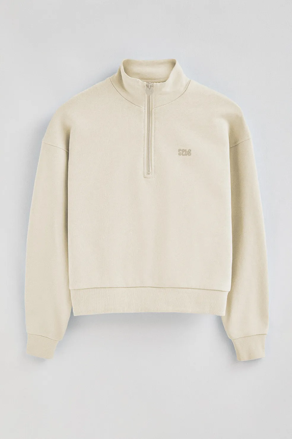 Sudadera color crudo boxy fit con logo engomado Polo club