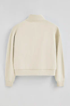 Sudadera color crudo boxy fit con logo engomado Polo club