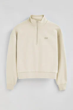 Sudadera color crudo boxy fit con logo engomado Polo club