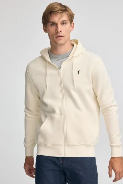 Sudadera color crudo con capucha y cremallera completa con logo Rigby Go