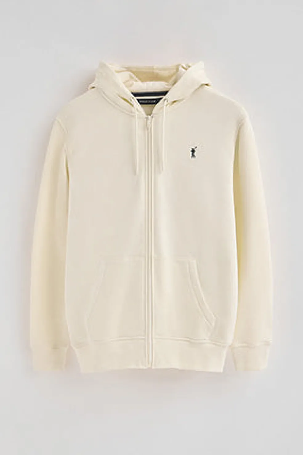 Sudadera color crudo con capucha y cremallera completa con logo Rigby Go