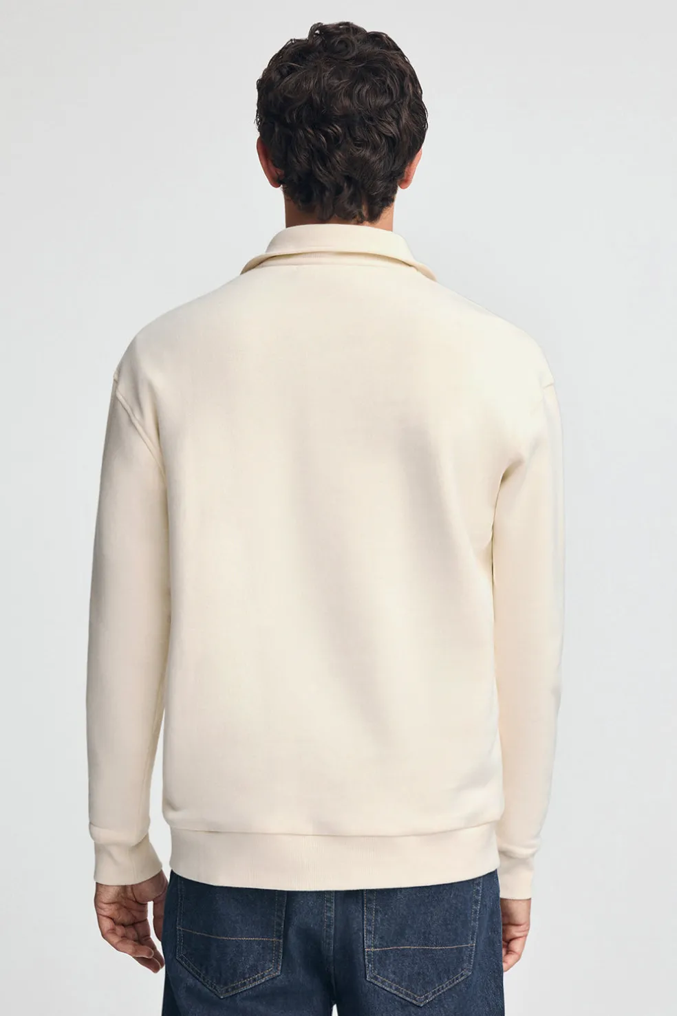 Sudadera color crudo con media cremallera y logo Established 2012 Polo Club