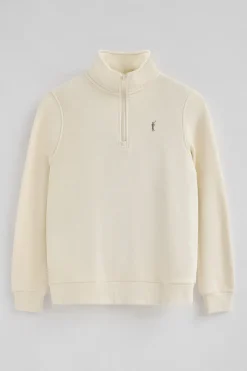 Sudadera color crudo con media cremallera y logo Rigby Go