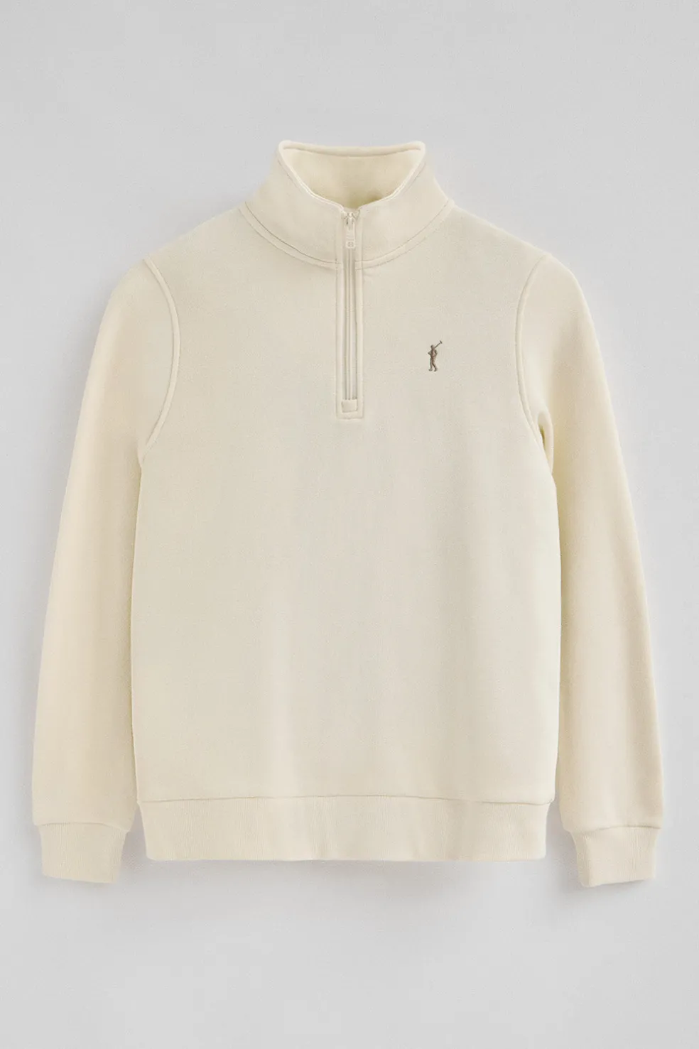Sudadera color crudo con media cremallera y logo Rigby Go
