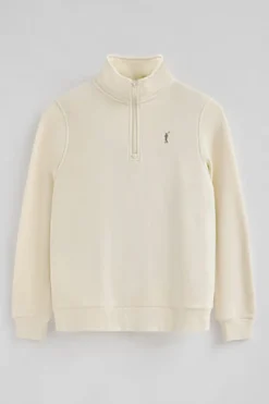 Sudadera color crudo con media cremallera y logo Rigby Go