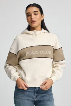 Sudadera color crudo con capucha y logo Polo Club