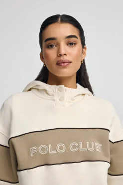 Sudadera color crudo con capucha y logo Polo Club