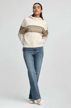 Sudadera color crudo con capucha y logo Polo Club