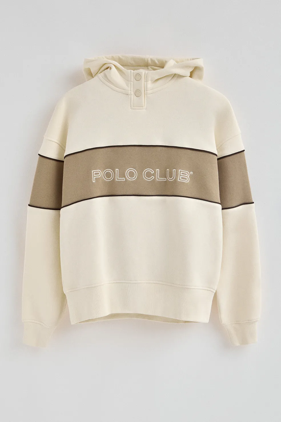 Sudadera color crudo con capucha y logo Polo Club