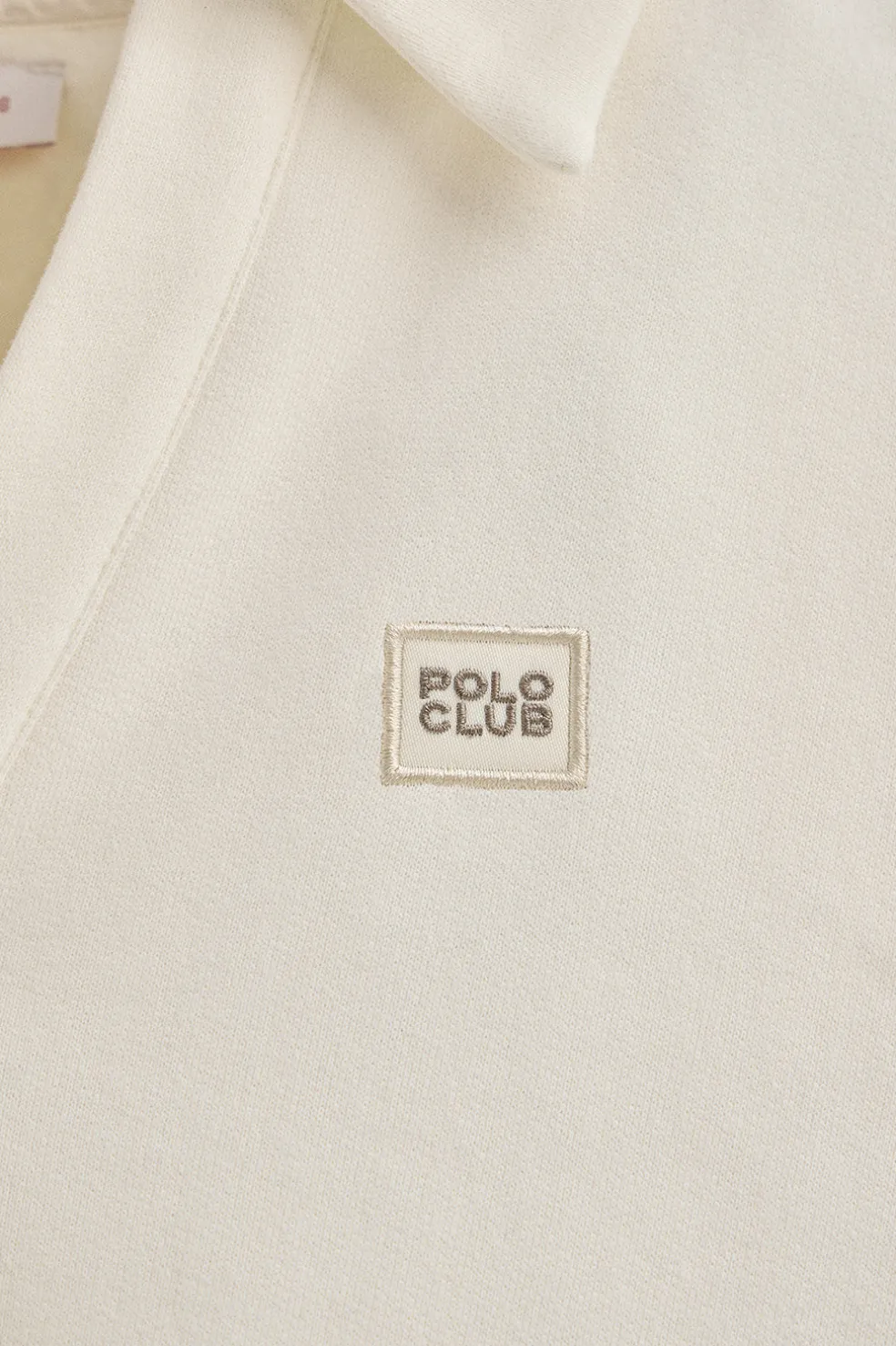 Sudadera color crudo con cuello de polo y logo Polo Club