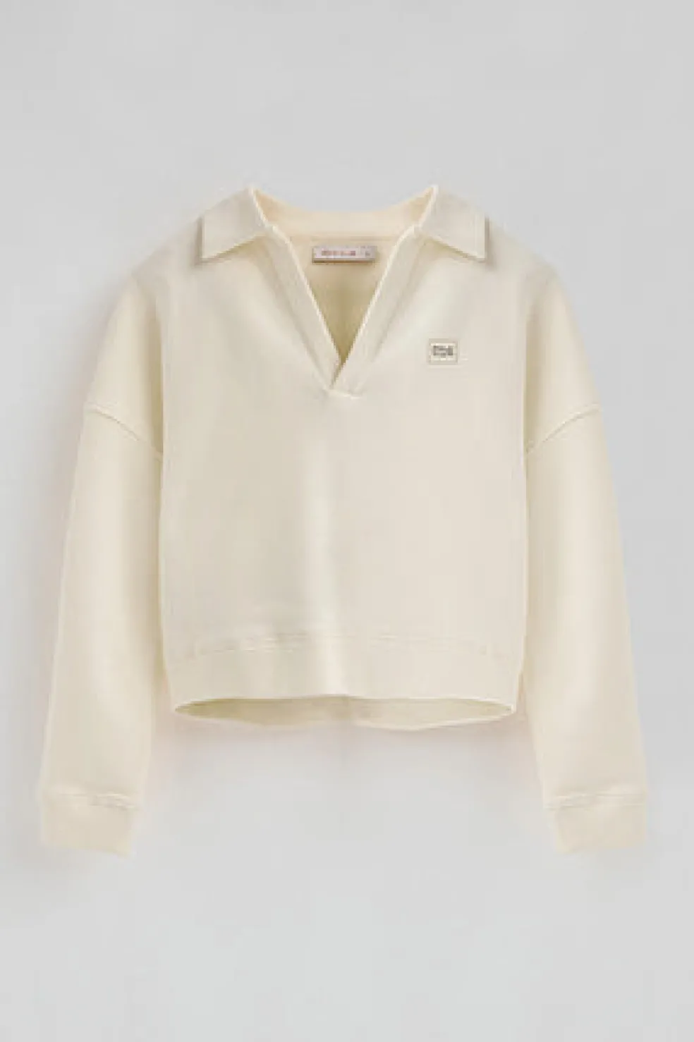 Sudadera color crudo con cuello de polo y logo Polo Club