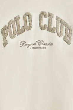 Sudadera color crudo con capucha y logo Established 2012 Polo Club