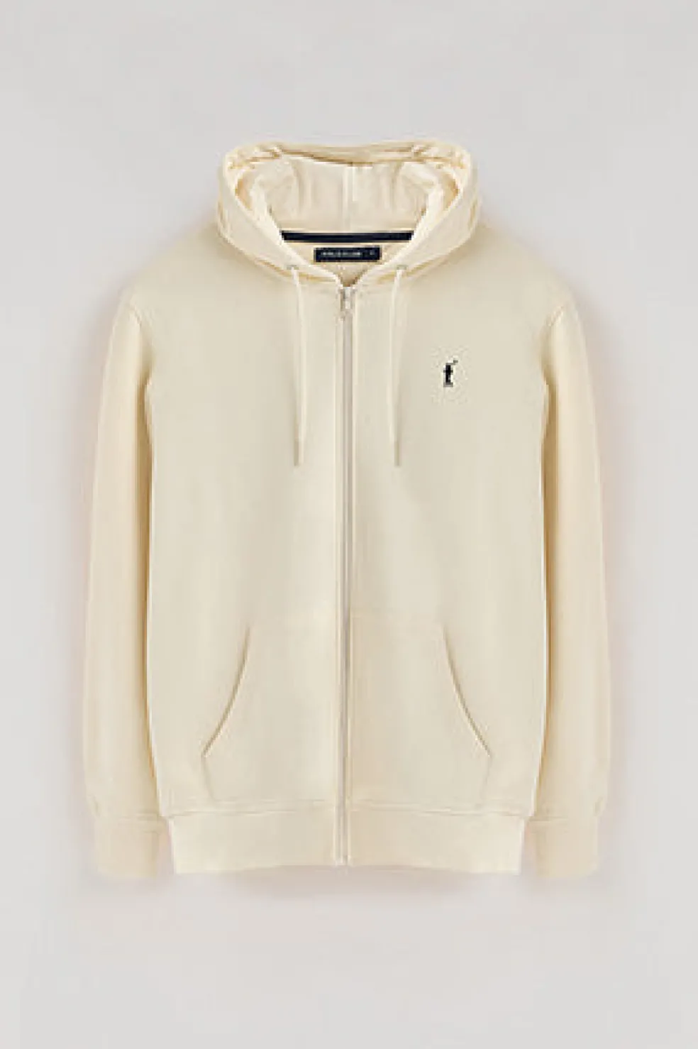 Sudadera color crudo con capucha y cremallera con logo Rigby Go