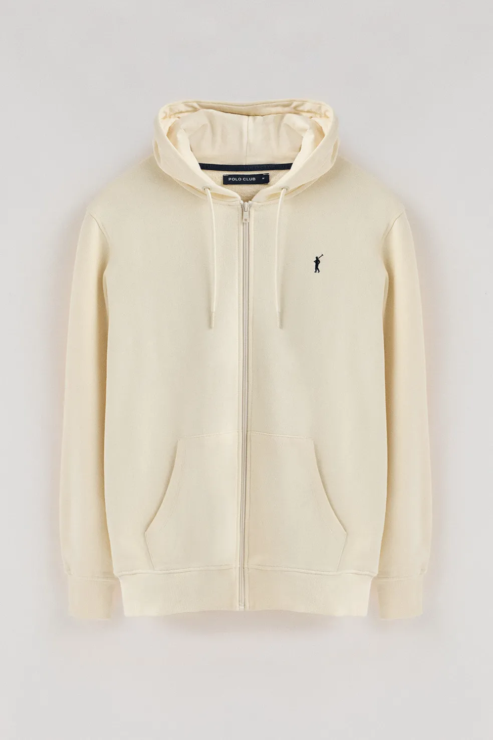 Sudadera color crudo con capucha y cremallera con logo Rigby Go