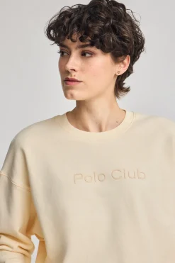 Sudadera color crudo con logo frontal engomado Polo Club