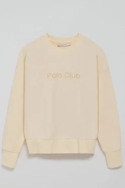 Sudadera color crudo con logo frontal engomado Polo Club