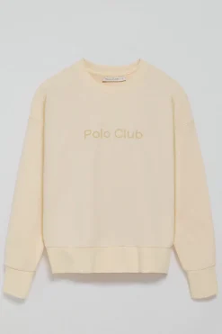 Sudadera color crudo con logo frontal engomado Polo Club