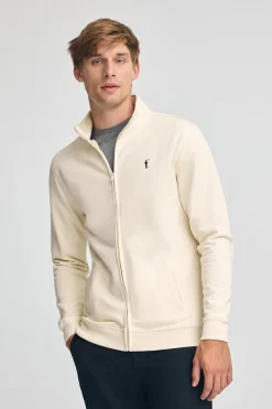 Sudadera color crudo de cuello alto y cremallera con logo Rigby Go