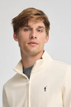 Sudadera color crudo de cuello alto y cremallera con logo Rigby Go
