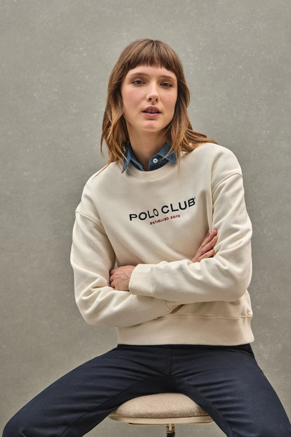 Sudadera color crudo de corte boxy Established 2012 Polo Club
