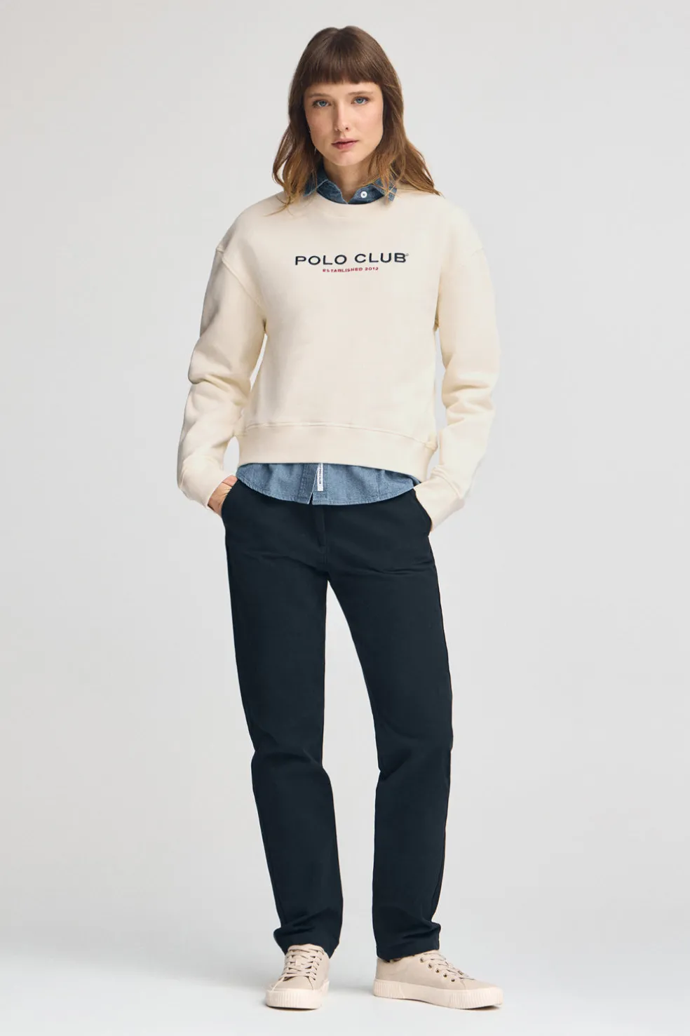 Sudadera color crudo de corte boxy Established 2012 Polo Club