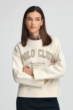 Sudadera color crudo de corte holgado con logo Established 2012 Polo Club