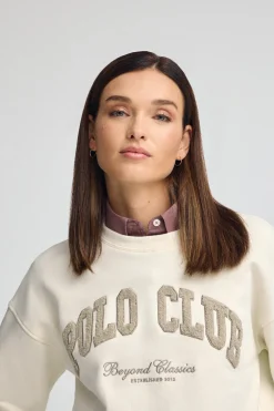 Sudadera color crudo de corte holgado con logo Established 2012 Polo Club