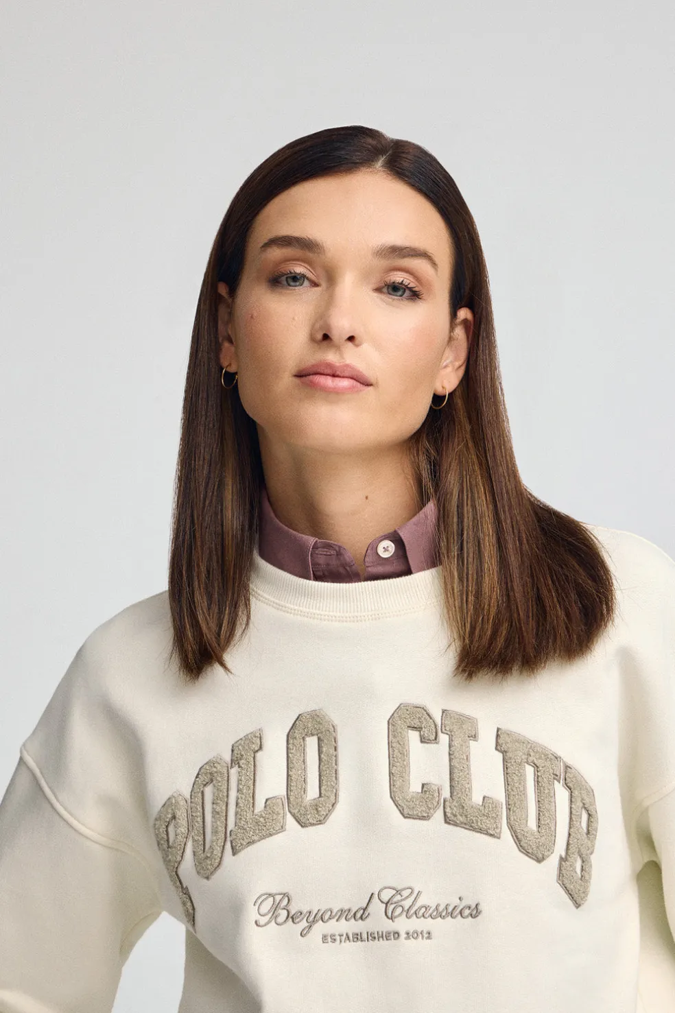 Sudadera color crudo de corte holgado con logo Established 2012 Polo Club