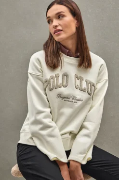Sudadera color crudo de corte holgado con logo Established 2012 Polo Club