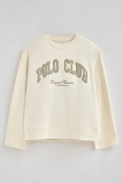 Sudadera color crudo de corte holgado con logo Established 2012 Polo Club